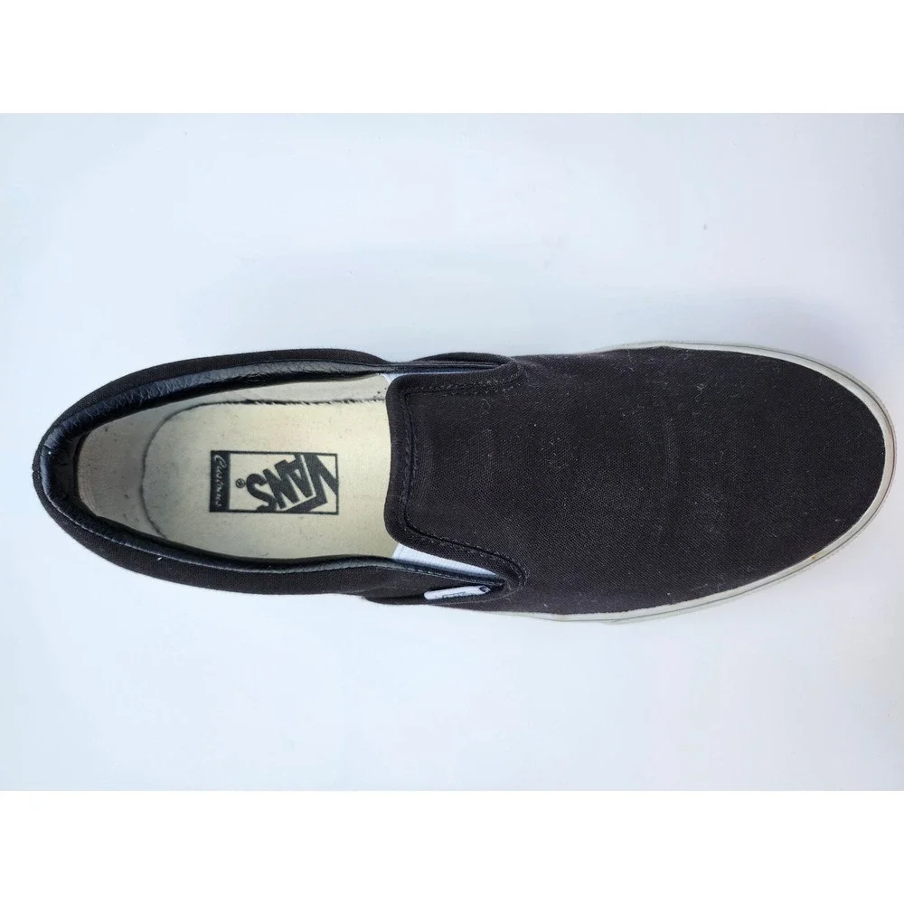 Vans Customs Classic Slip-On Black Canvas Lightning Bolt Mens 10 I.A. Embroidery